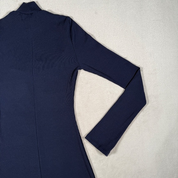 Reformation Dress Womens Small Navy Greer Mock Neck Ribbed Long Sleeve Mini - Picture 8 of 13